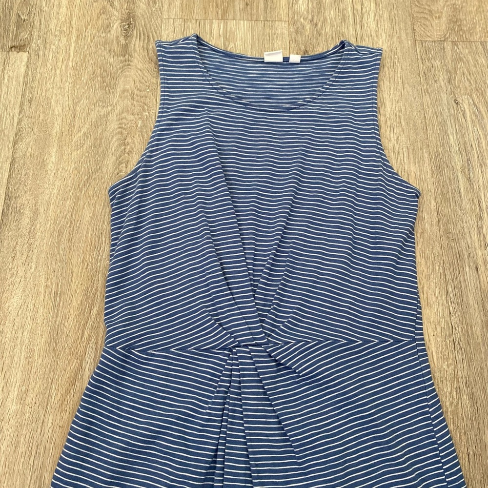GAP Blue Striped Sleeveless Twist-Front Sheath Dress - Picture 3 of 4